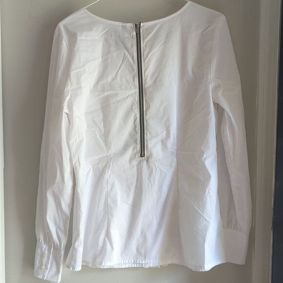 Mac & Jac White Ruffle Front Blouse Women's M Lightweight Professional Sheer - Picture 4 of 8